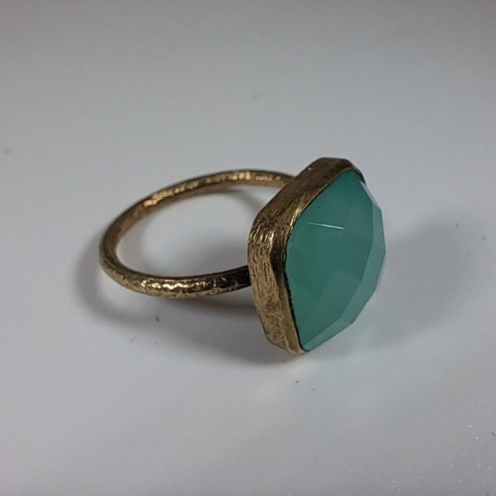 Vintage 925 Sterling Silver Chalcedony Gemstone Ring With Gold Vermeil Size 6 - Picture 10 of 11